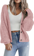 Zeagoo Women's Fall Chunky Knit Cardigan - Cropped V-Neck Button