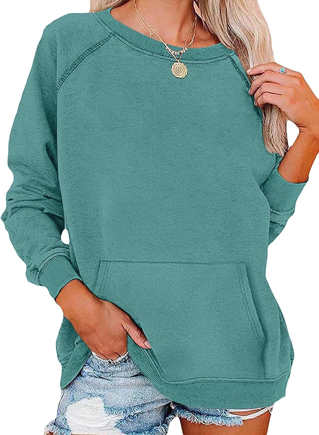EADINVE Cozy Pocket Sweatshirt for Fall