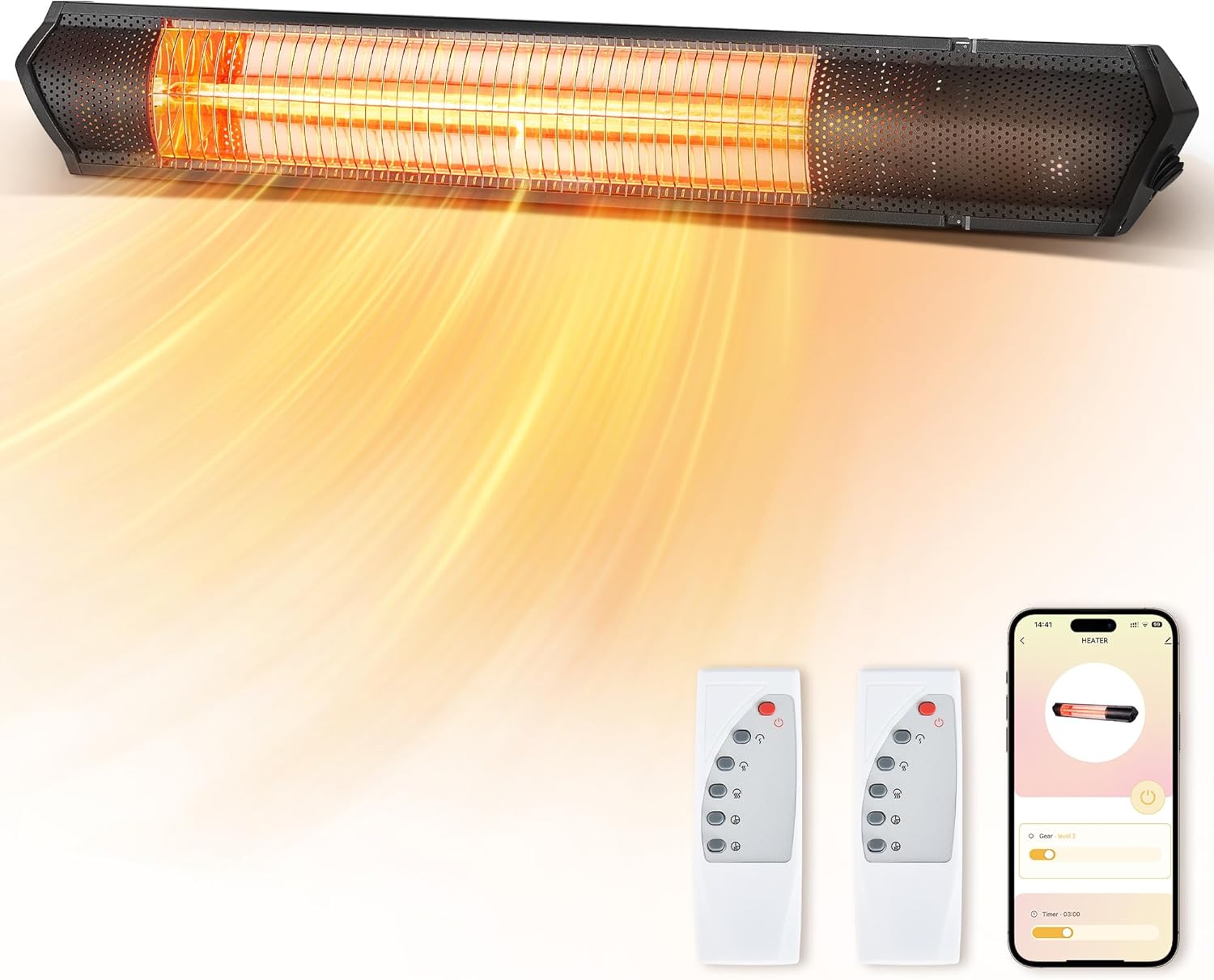 POWIFY Electric Patio Heater: App Control, 1500W, 10 Speeds