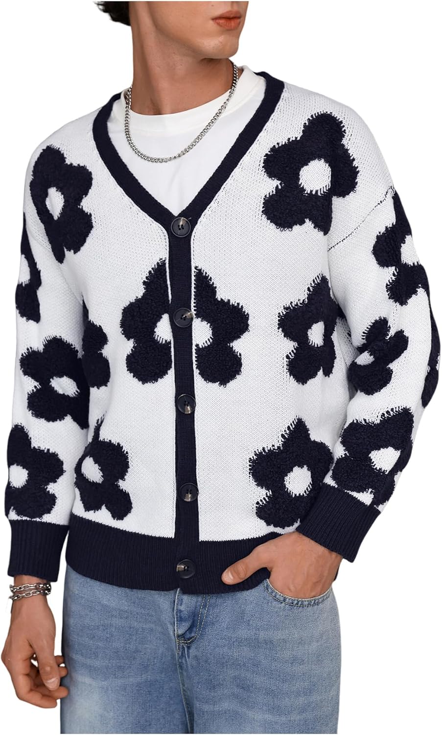 Stylish Skeleton Pattern Cardigan Sweater for Men and Women