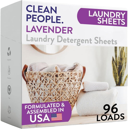 Clean People Lavender Laundry Detergent Sheets - Eco-Friendly Clean