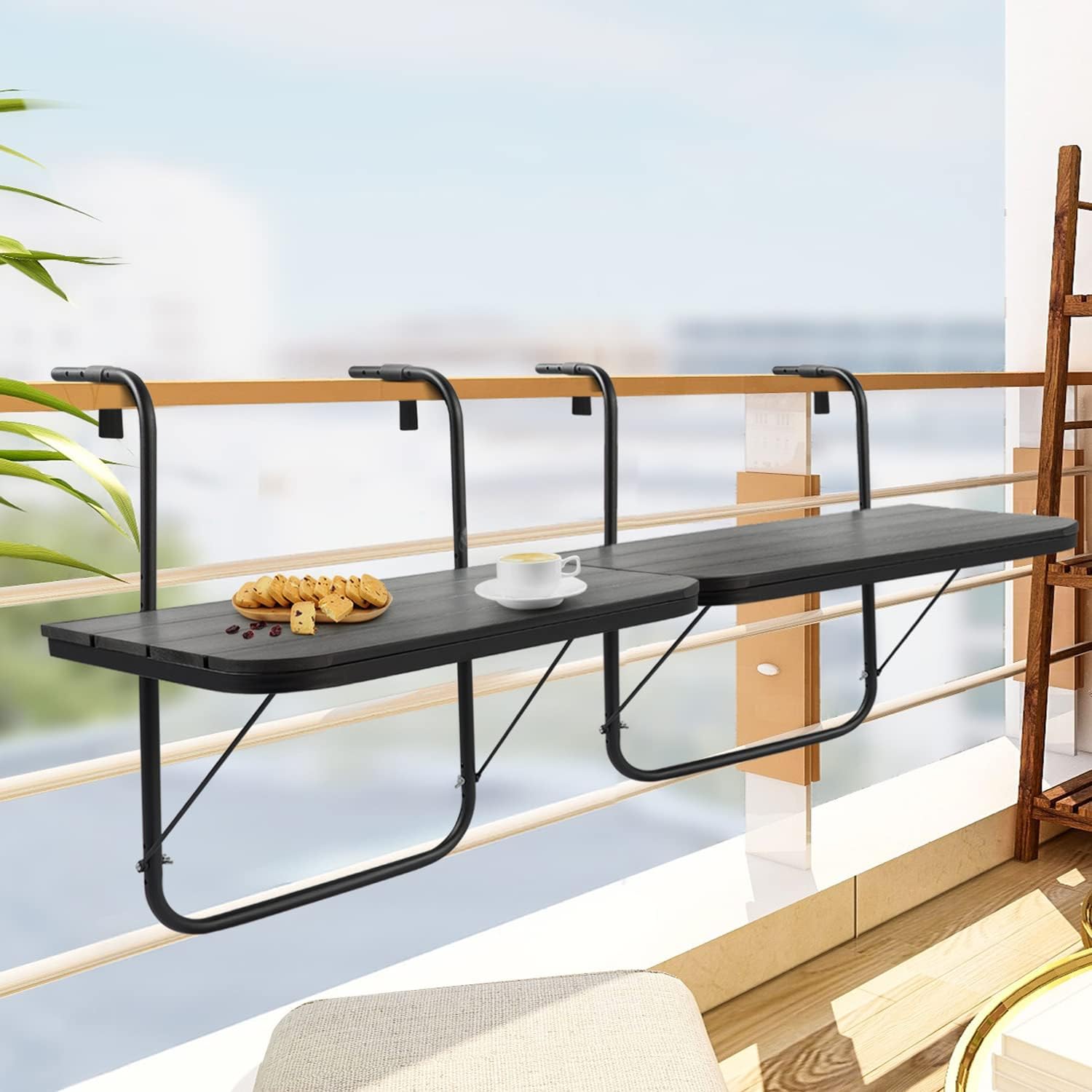 Balcony Railing Table Outdoor Hanging Folding Bar Table Set