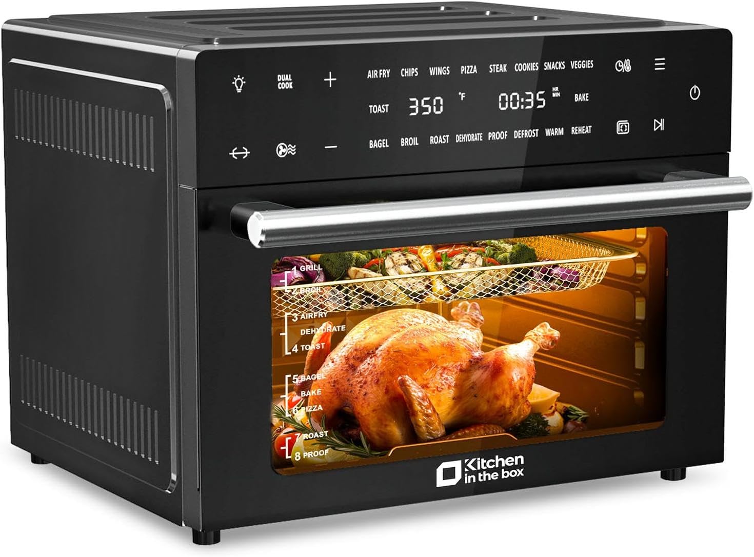 1800W 32QT Air Fryer Combo, 18-in-1 Convection Oven, 6 Accessories