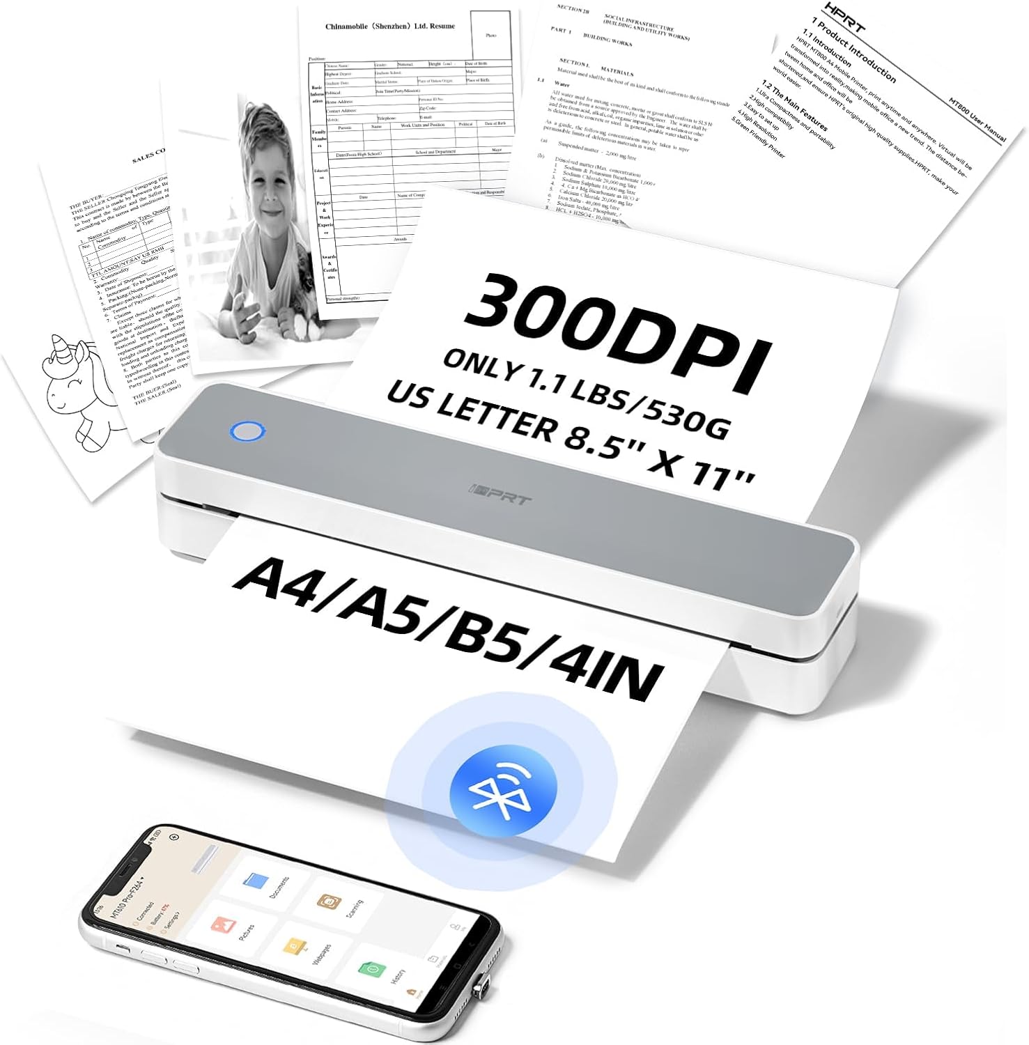 iDPRT Portable Bluetooth Printer: Wireless 300DPI Inkless Magic