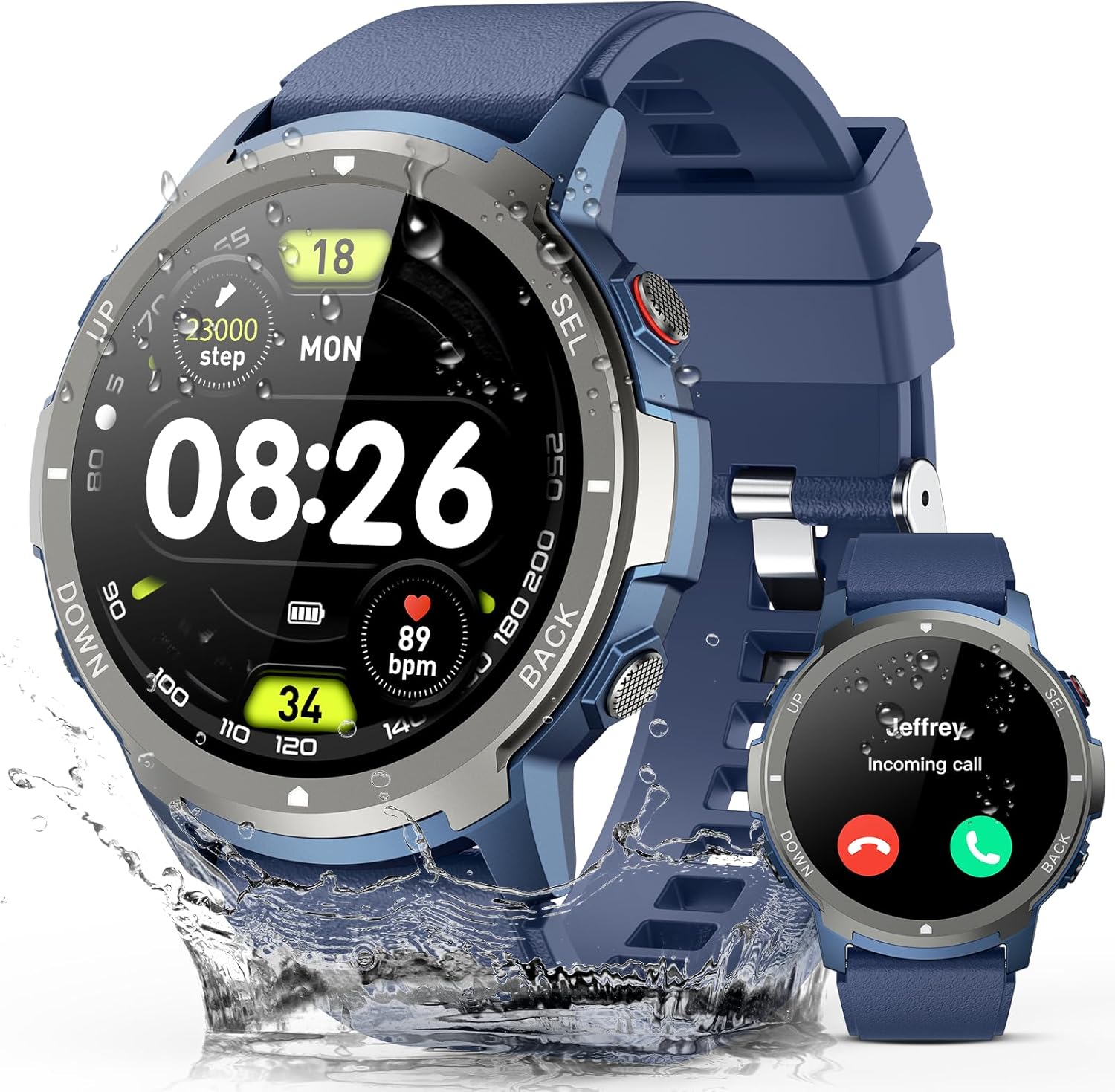 Smart Watch 2025 Military Waterproof Fitness Tracker with 110 Modes