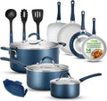 NutriChef 14-Piece Navy Blue Nonstick Cookware Set - Durable Cookware