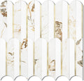 Peel and Stick Backsplash Tile - White Marble Fish Scale Mosaic