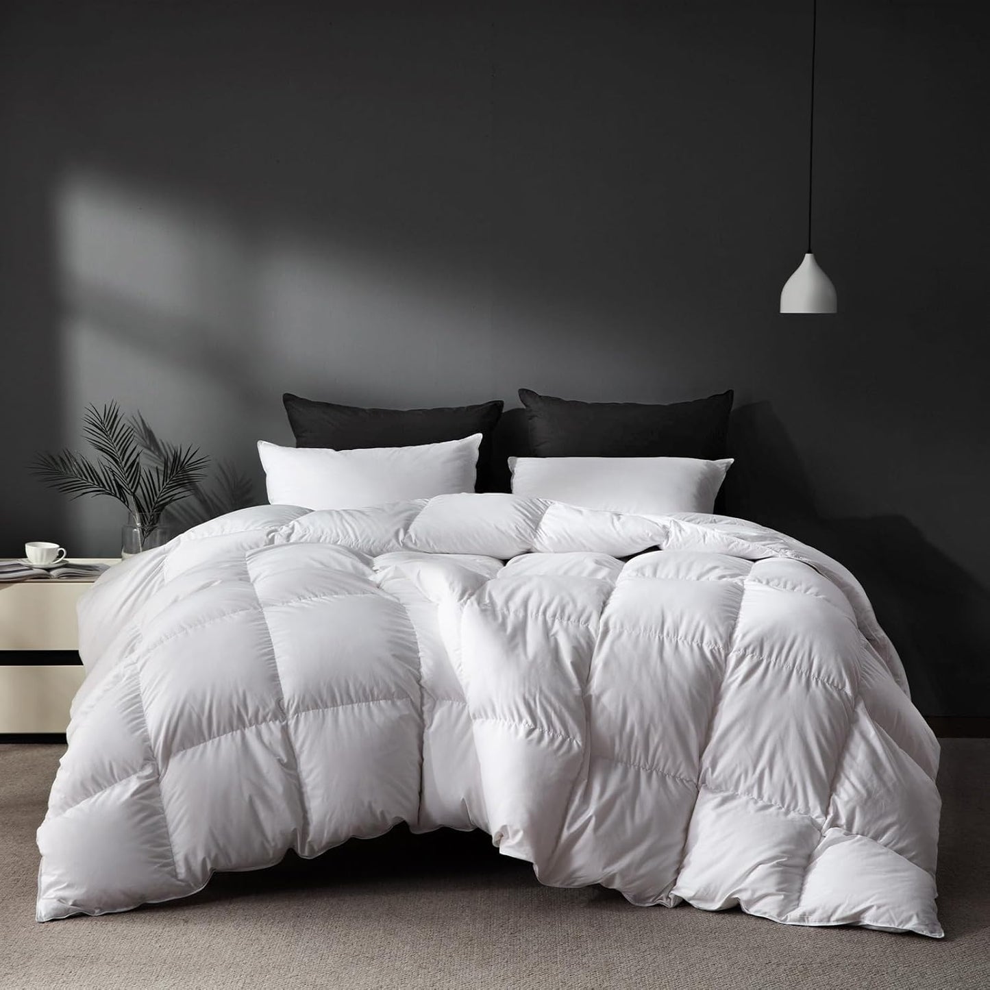 Oversized King White Goose Feather Down Comforter for All Seasons
