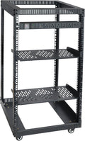 RIVECO 18U Open Frame Server Rack with Casters - Rolling 19 in Rack