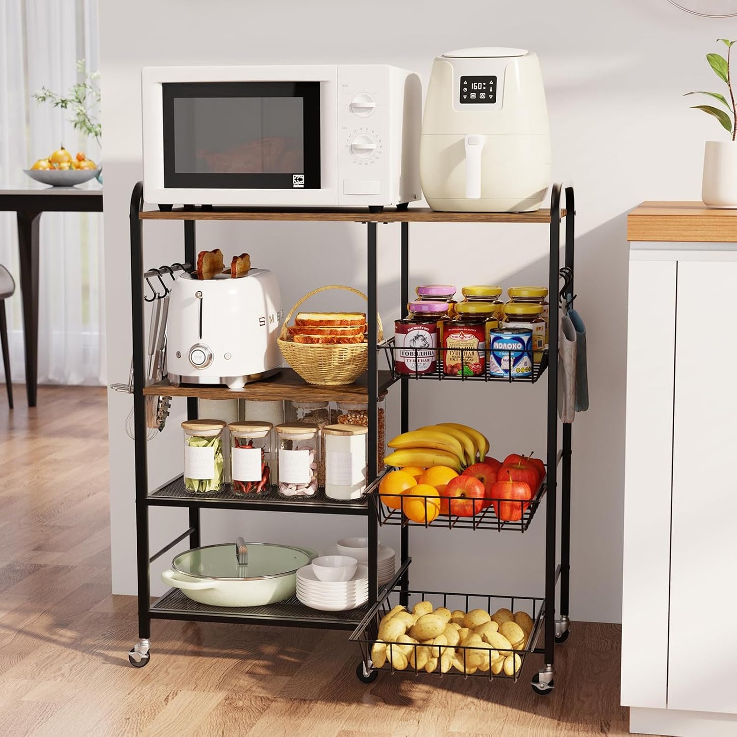 HapiRm 4 Tier Rolling Kitchen Cart - Organize with Ease!