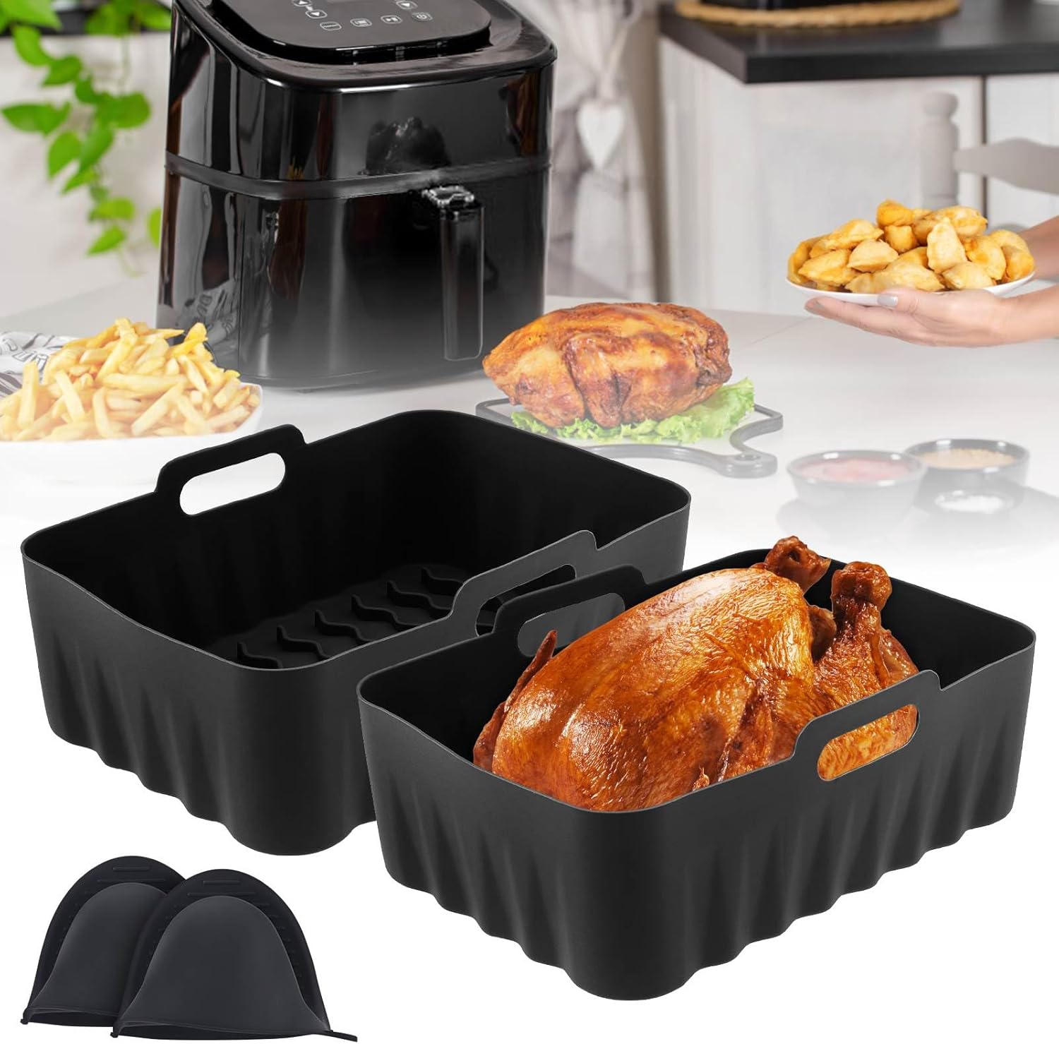 Non-stick Silicone Liners + Oven Gloves Set