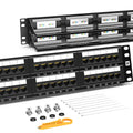AMPCOM Cat5e 48-Port Patch Panel, 2U 19 in Rack - Reliable 1Gb