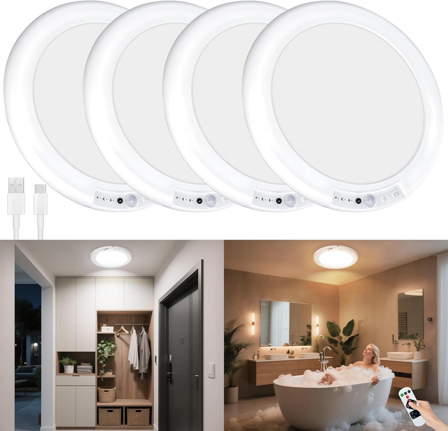 Rechargeable Motion Sensor Ceiling Lights for Any Space