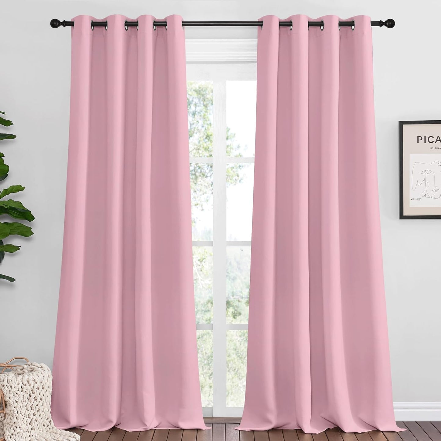 NICETOWN Crystal Pink Blackout Curtains for Modern Room Decor