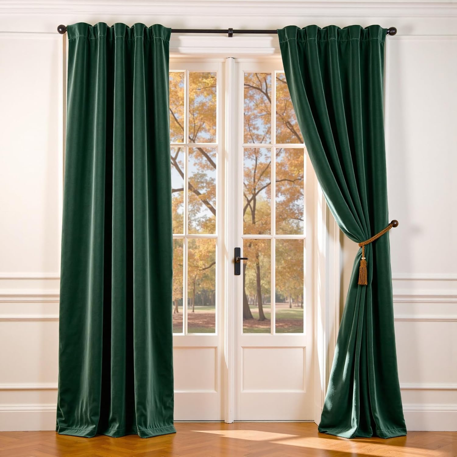 Lazzzy Velvet Curtains for Bedroom - Emerald Green Blackout Drapes