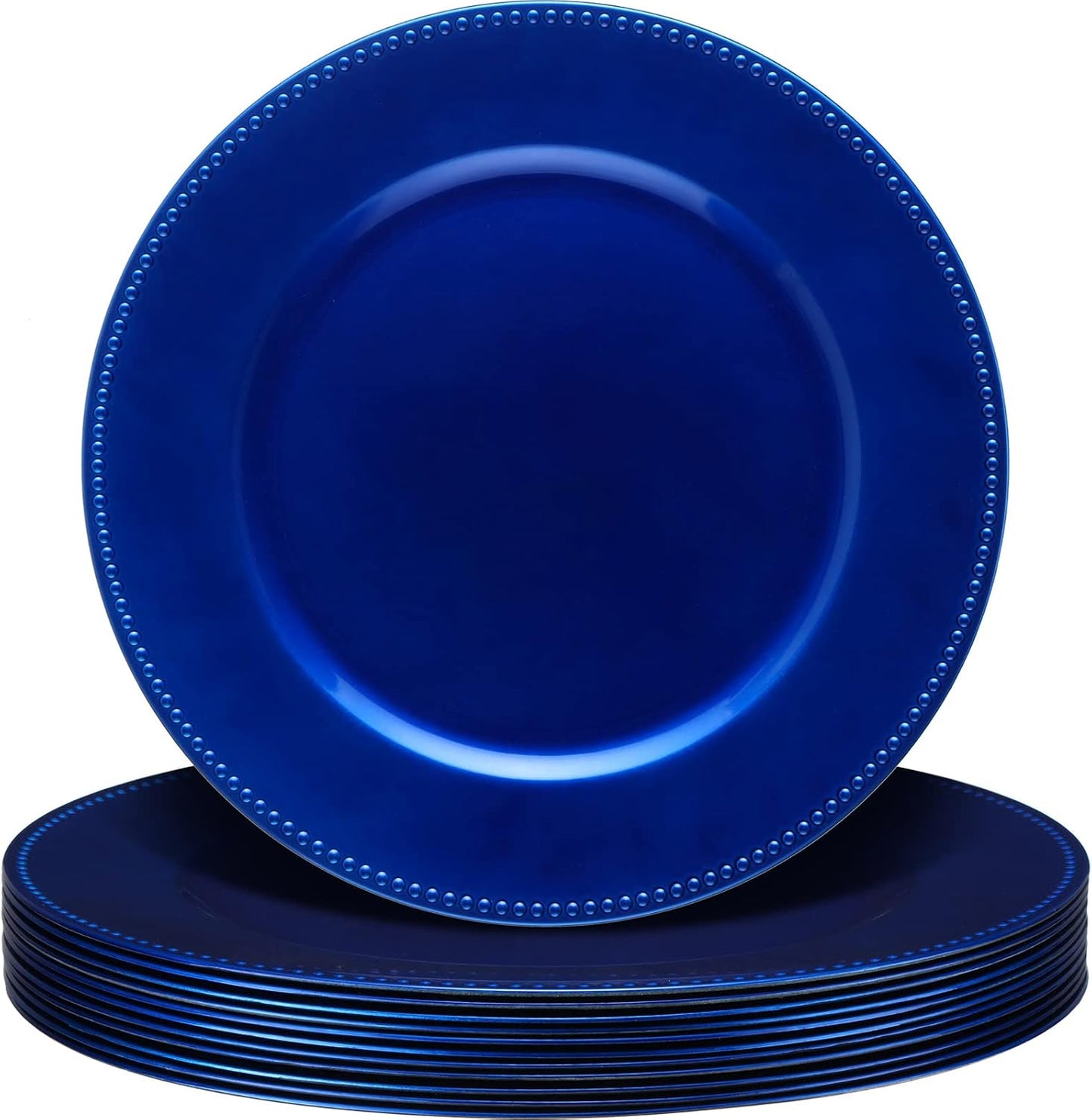 Ocean Blue Beaded Charger Plates Set