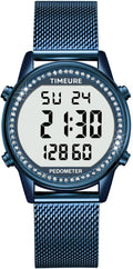 Women's Pedometer Watch with Stainless Steel Bracelet - No Charging