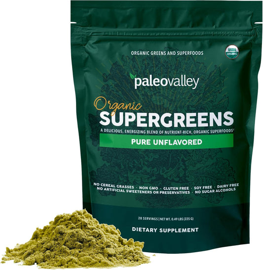 Paleovalley Organic Supergreens Powder for Energy and Immunity