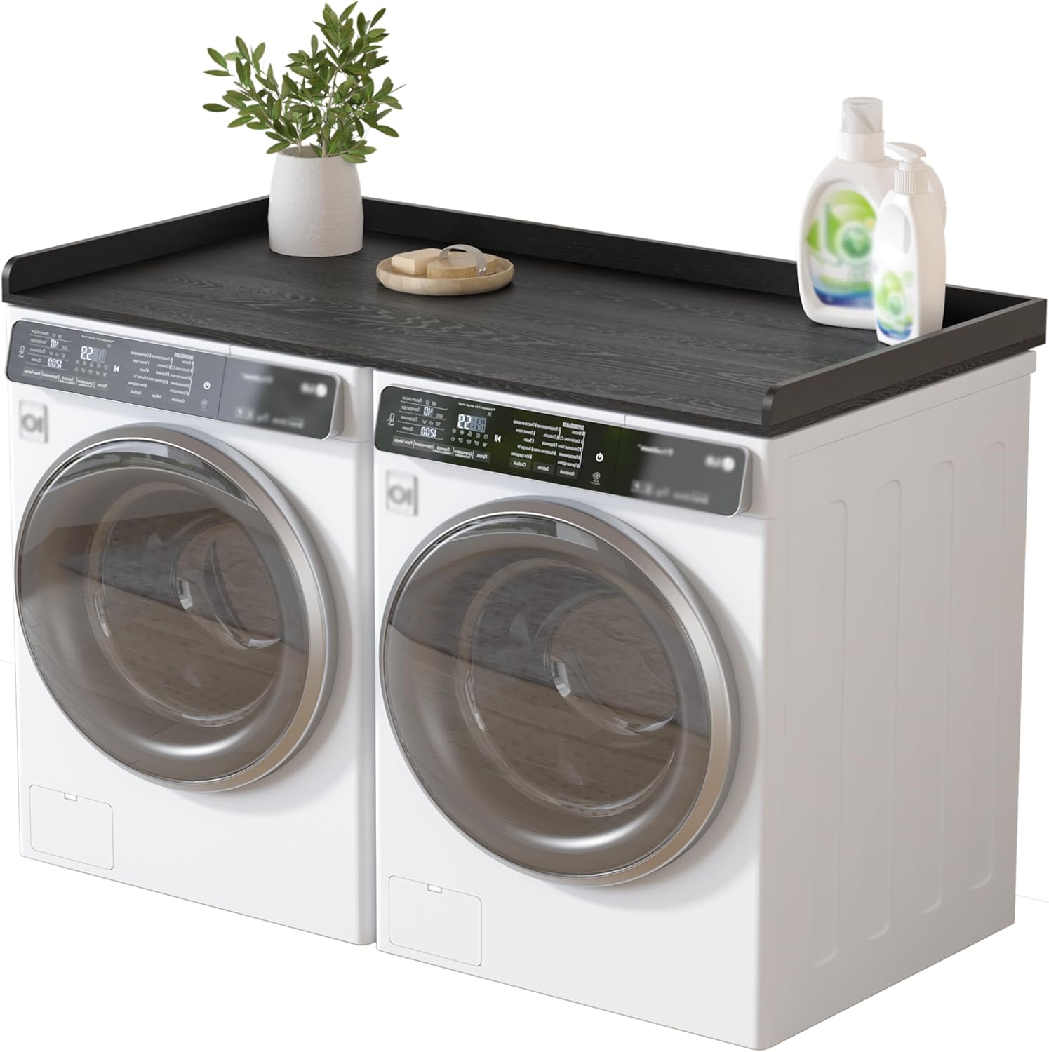 Washer Dryer Countertop with Edge Rails for Laundry Room Storage