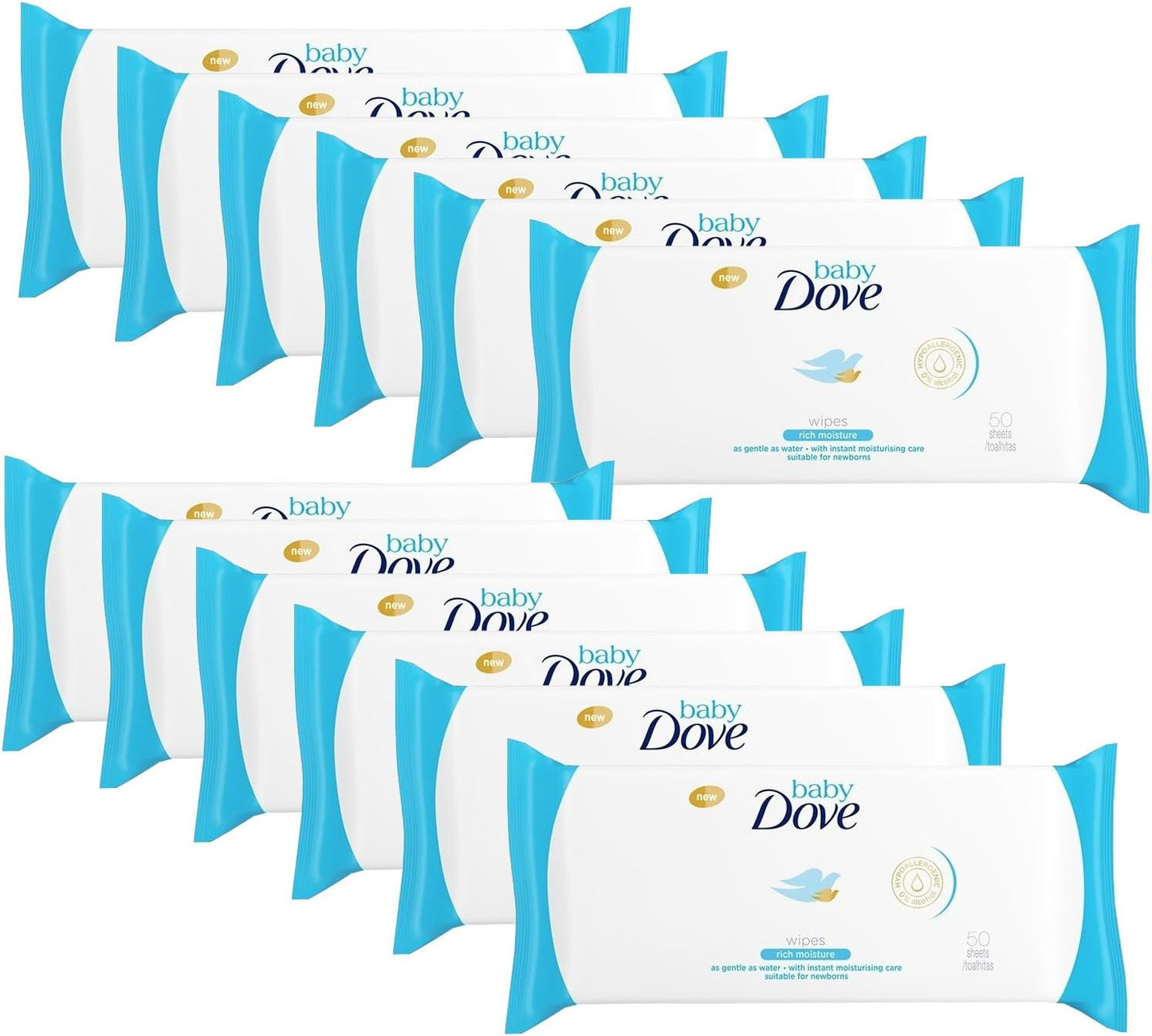 Dove Baby Wipes 12-Pack, Nourishing Moisture