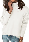 Turtleneck Sweater Long Sleeve Split Hem Pullover - Cozy Everyday