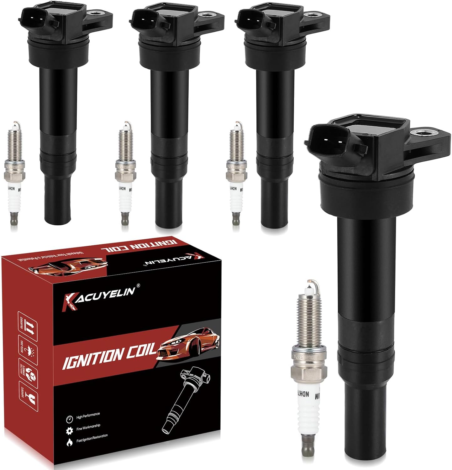 UF651 Ignition Coil Pack & Iridium Spark Plugs for Hyundai Kia