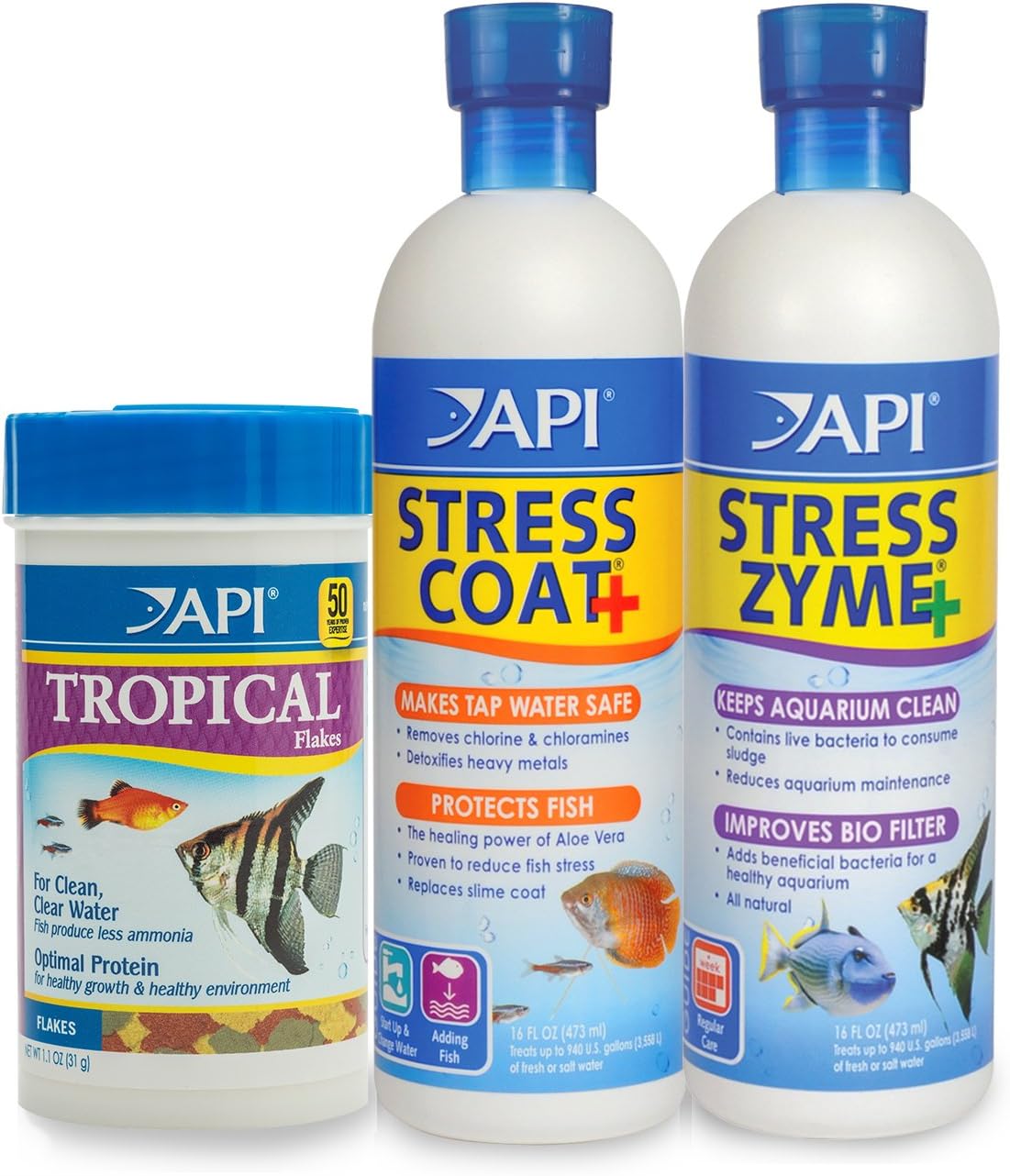 API Aquarium Water Treatment & Tropical Fish Food Bundle
