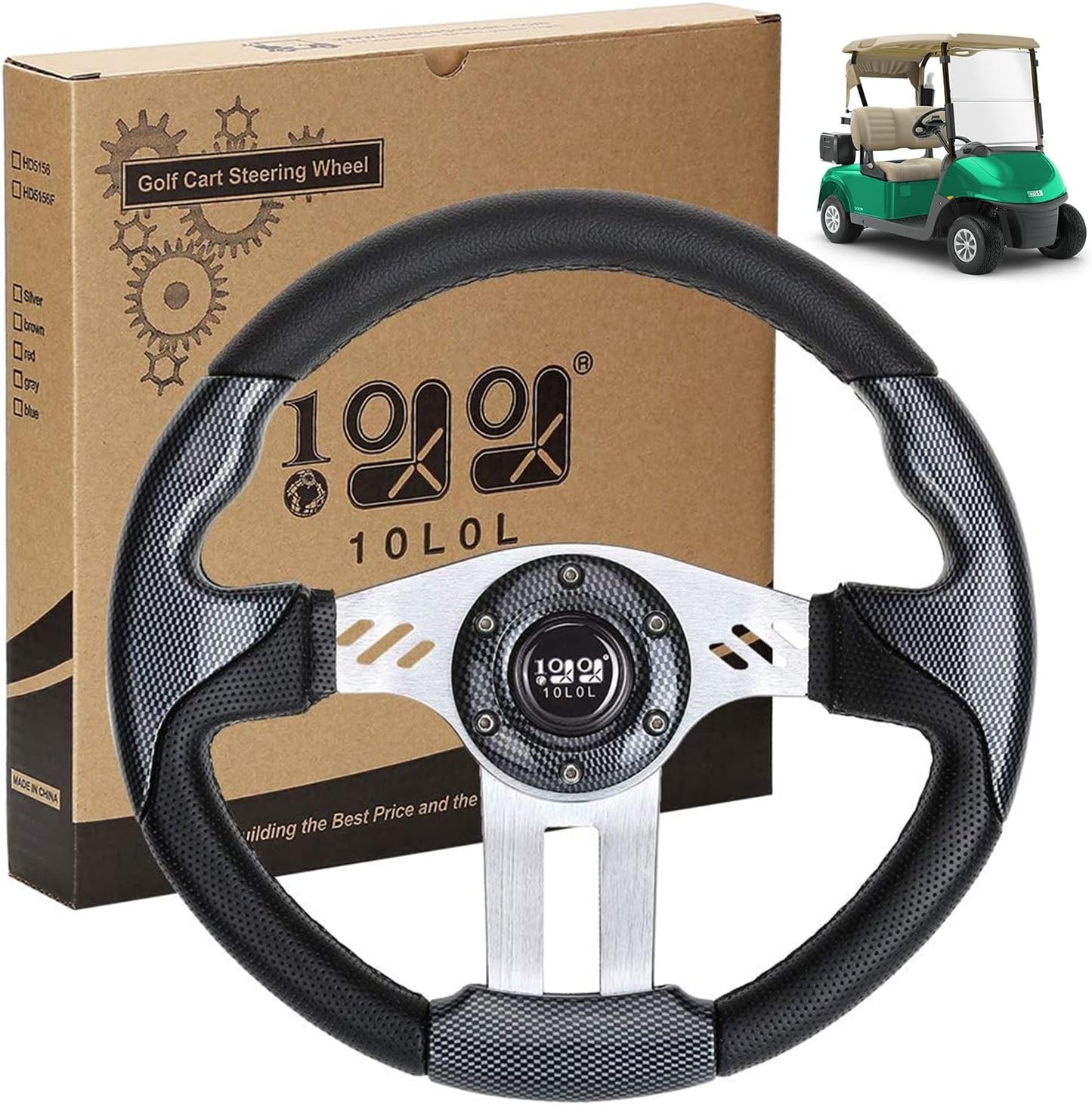 10L0L Golf Cart Steering Wheel for EZGO, Club Car, Yamaha