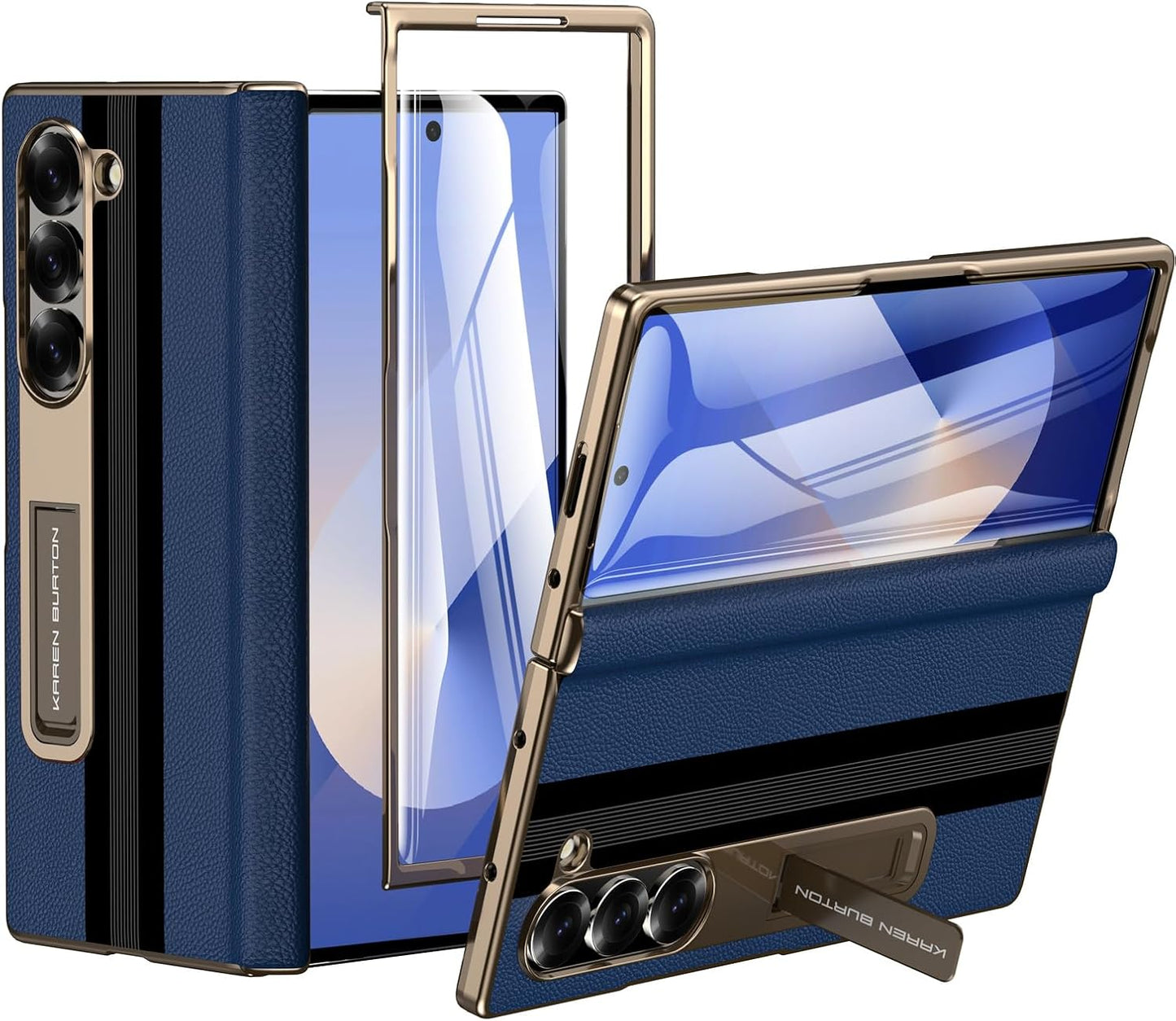 Luxury Genuine Leather Case for Samsung Galaxy Z Fold 6 - Blue