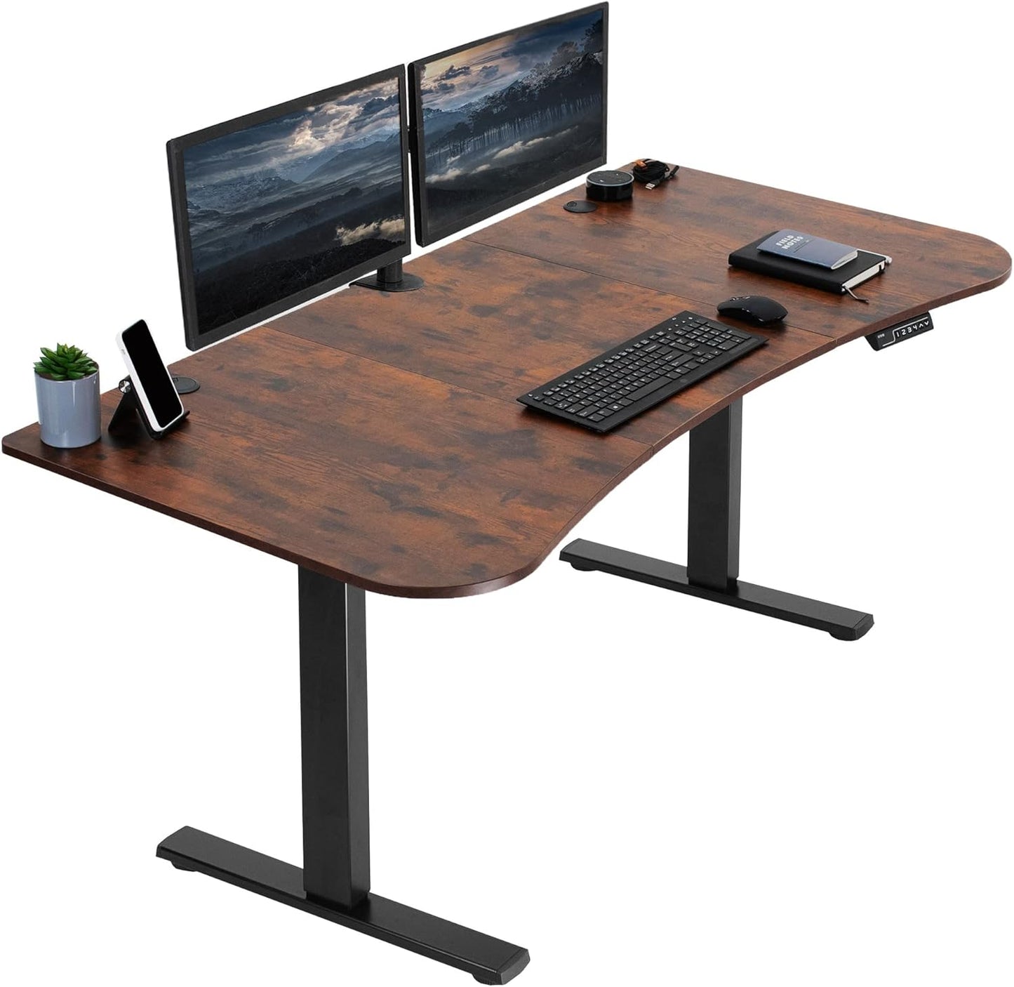 VIVO 63x32 Rustic Standing Desk - Height Adjustable Memory Controller