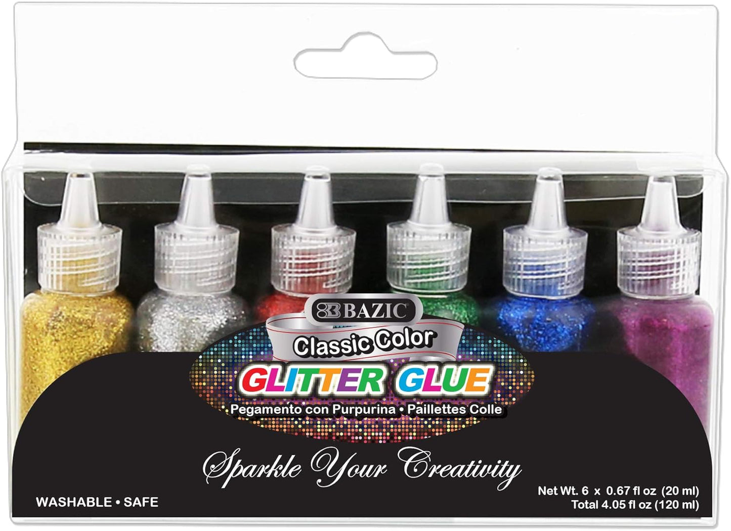 BAZIC Glitter Glue Tube Classic Color for DIY Art Crafts