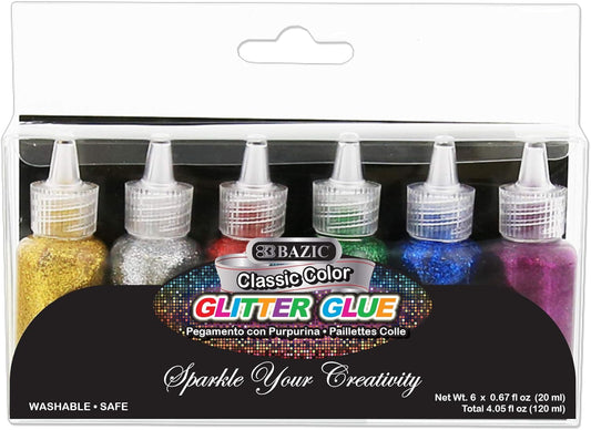 BAZIC Glitter Glue Tube Classic Color for DIY Art Crafts