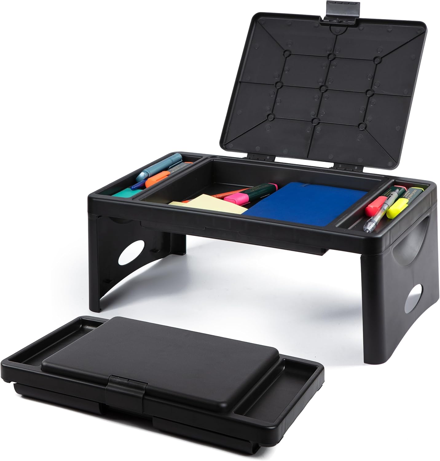 Portable Lap Desk with Storage - Black Teen Travel Table