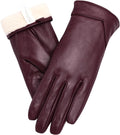 Women Leather Gloves Winter Touch Screen Driving Gloves - Lambskin
