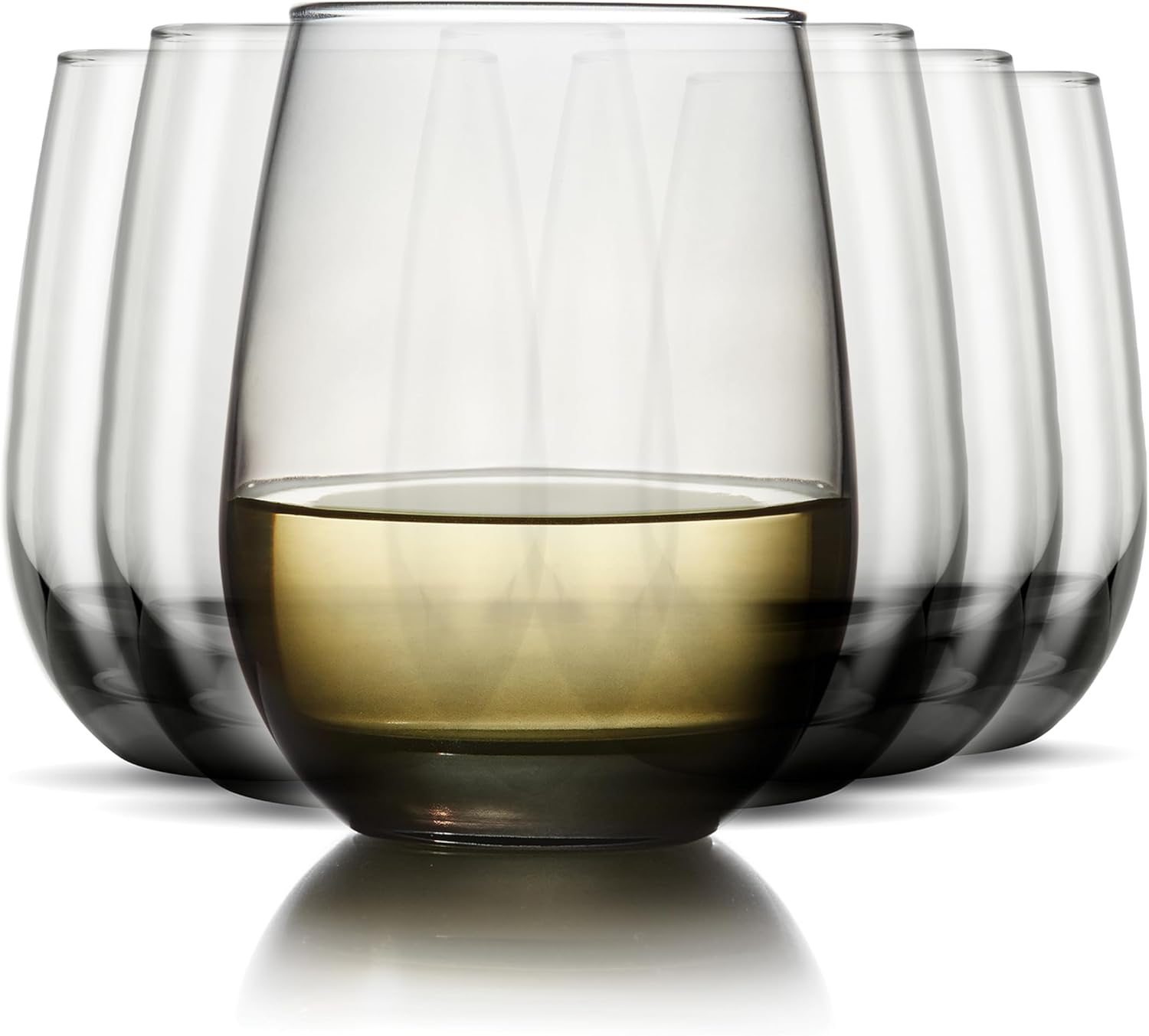 Libbey Classic Smoke Stemless Wine Glasses Set of 6, 15.25oz
