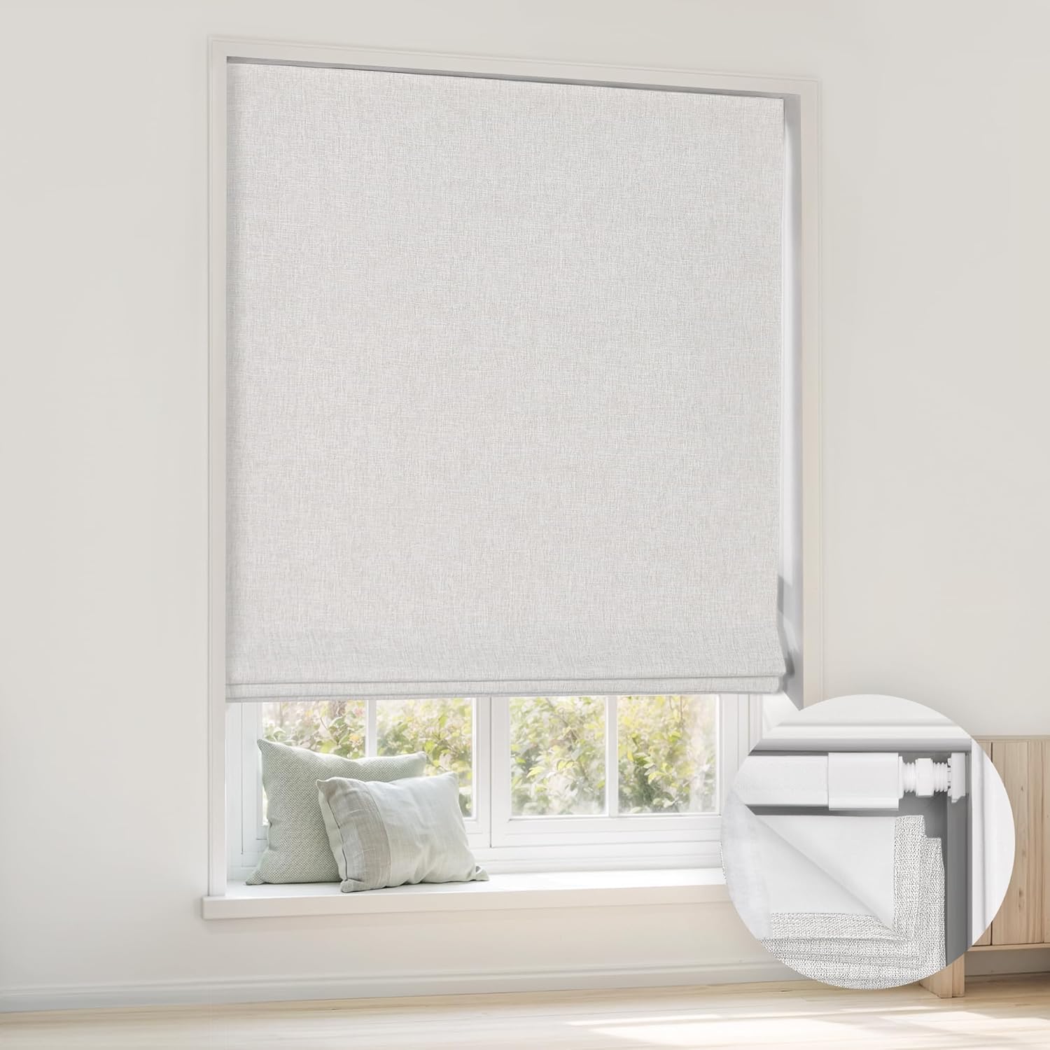 Cordless Roman Shades for Windows - Blackout Thermal Insulated