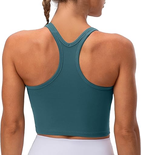 Lavento Women's Racerback Sports Bra Yoga Crop Top with Built-in Bra