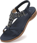 Womens Rhinestone Slingback Sandals with Arch Support - Dressy Comfort