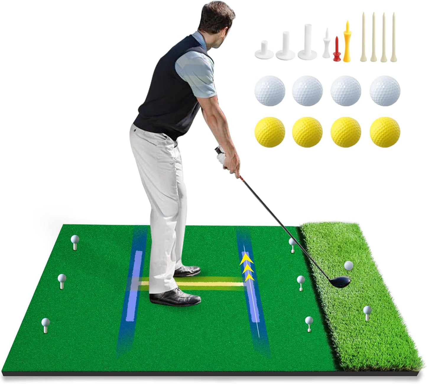 Roykaw 5x4ft Dual Grass Golf Mat - Improve Your Chipping & Swing!