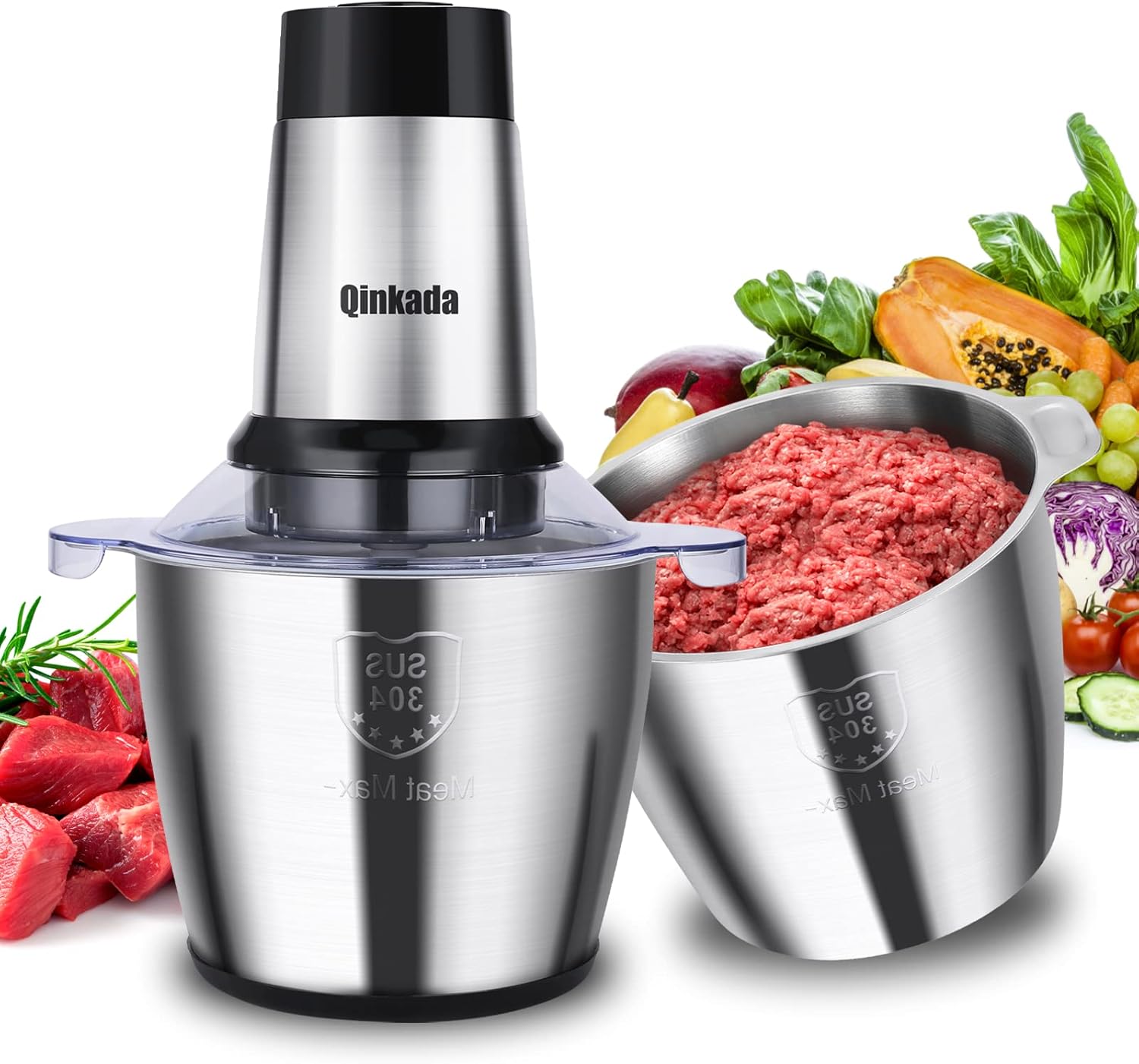 Powerful Electric Meat Grinder with 2 Stainless Steel Bowls