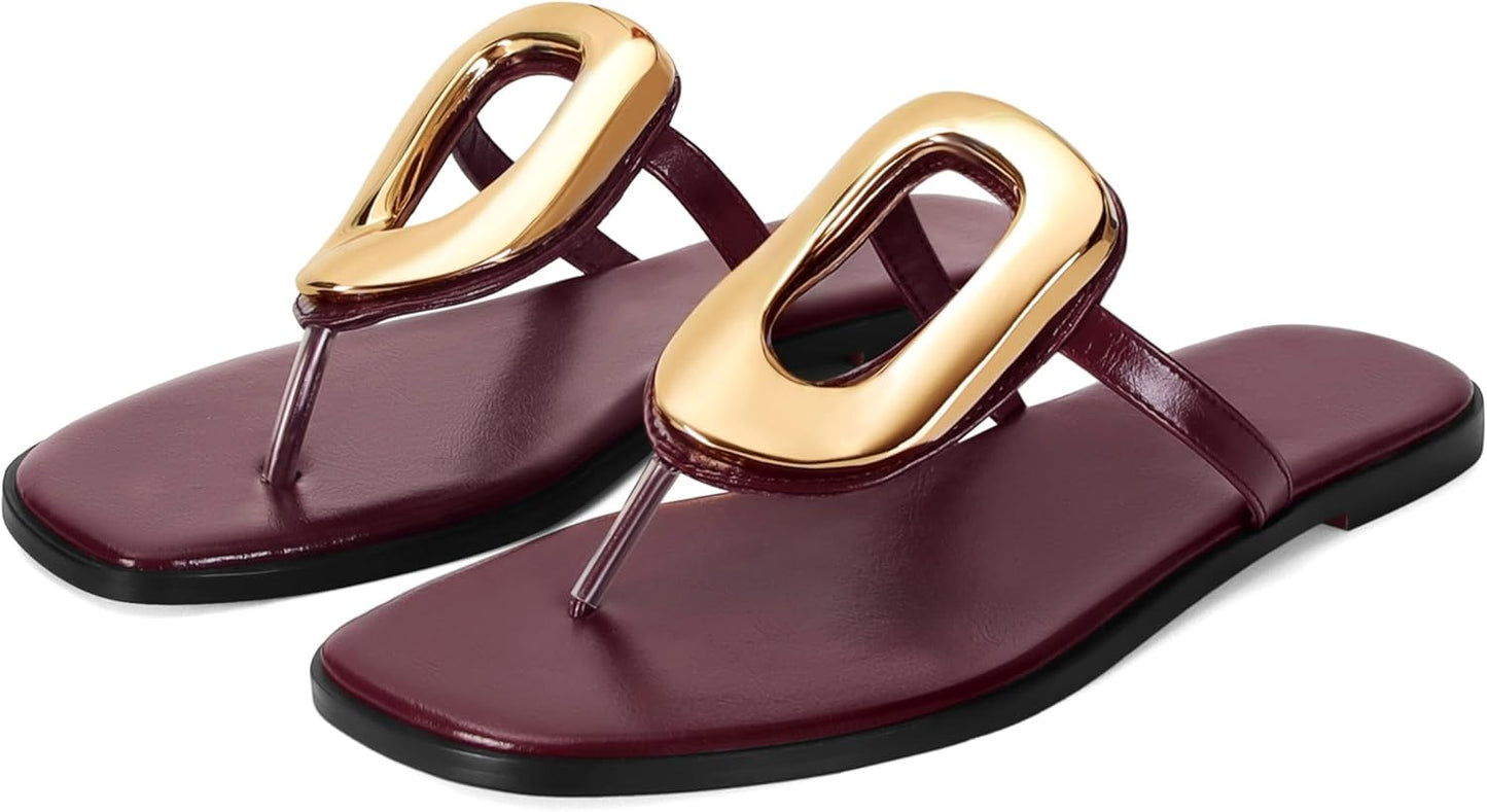 Flip-Flops for Women Thong Sandals Flat Black Slip on Slides