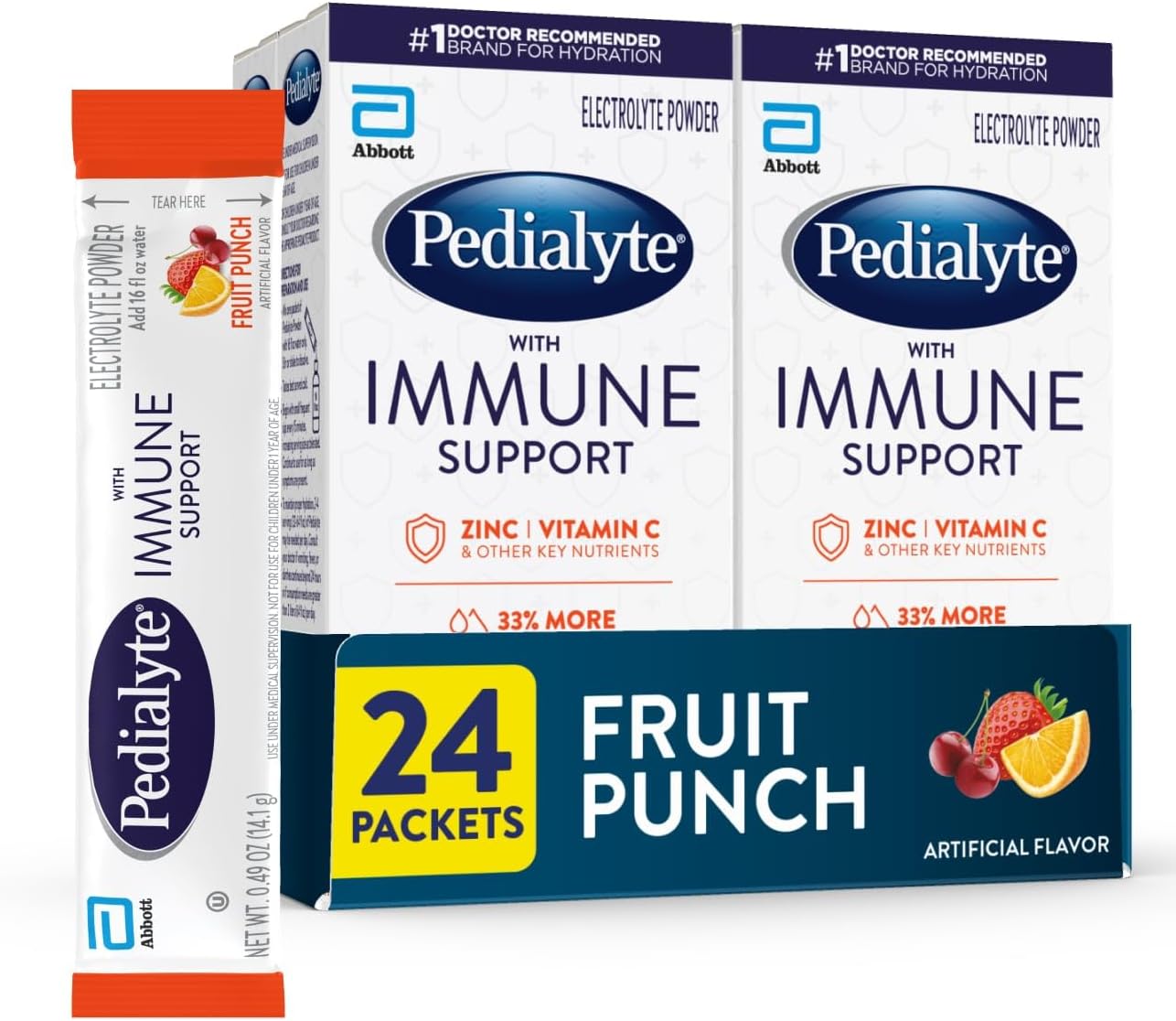 Pedialyte Electrolyte Drink Powder with Immune Support Packets