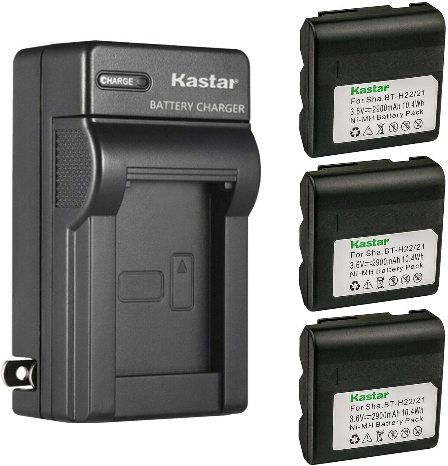 Kastar 3-Pack Battery and AC Wall Charger for Sharp Devices
