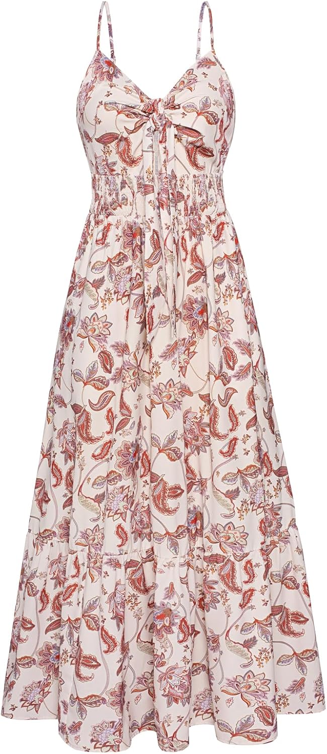 GRACE KARIN Women's Summer Maxi Dress with Floral Tie Front
