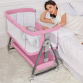 Pink Bassinet for Baby Girl Bedside Sleeper - Adjustable 3-in-1