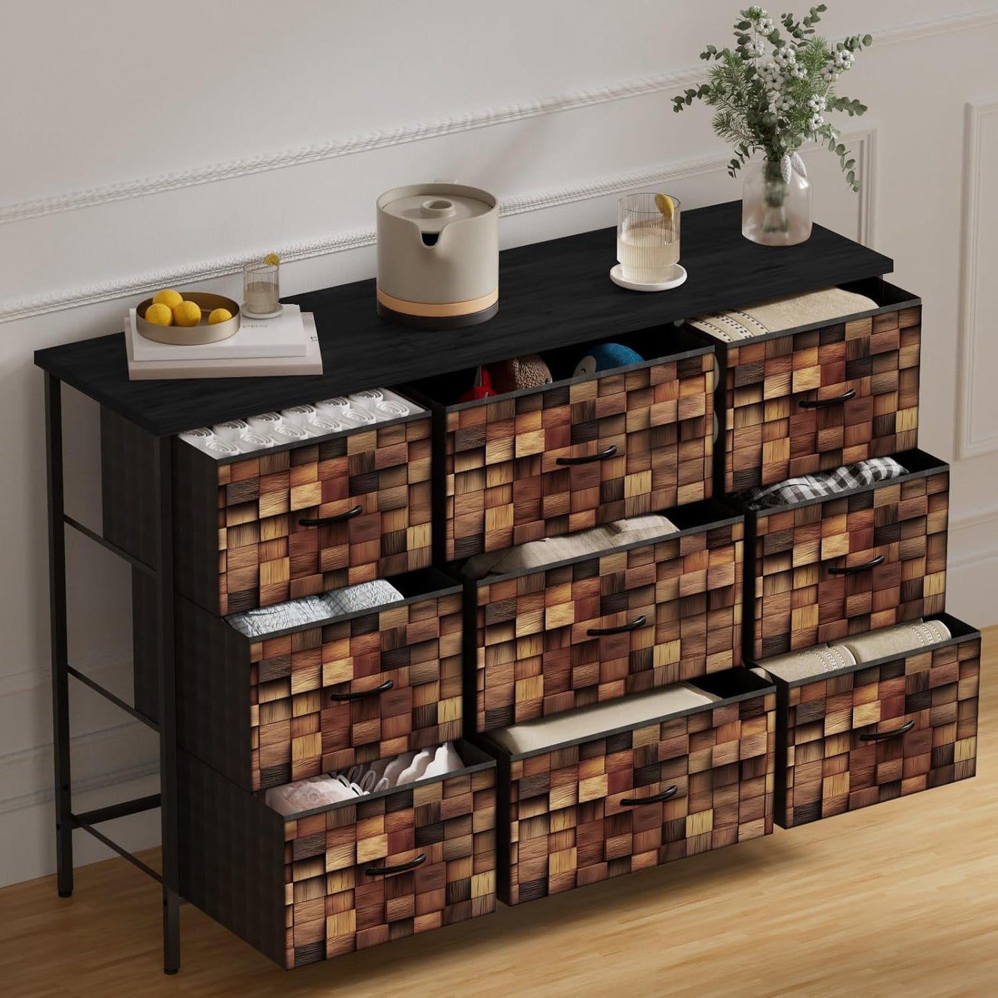 TV Stand with 9 Drawers for Stylish Storage and Organization