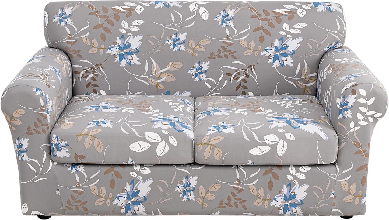 FUANGUI 3 Piece Stretch Sofa Covers for Loveseat with Floral Design