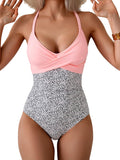 One Piece Tummy Control Swimsuit for Women - Front Cross V Neck