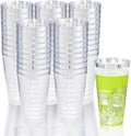 LIYH 16 oz Silver Plastic Cups 100 Pack - Large Clear Tumblers