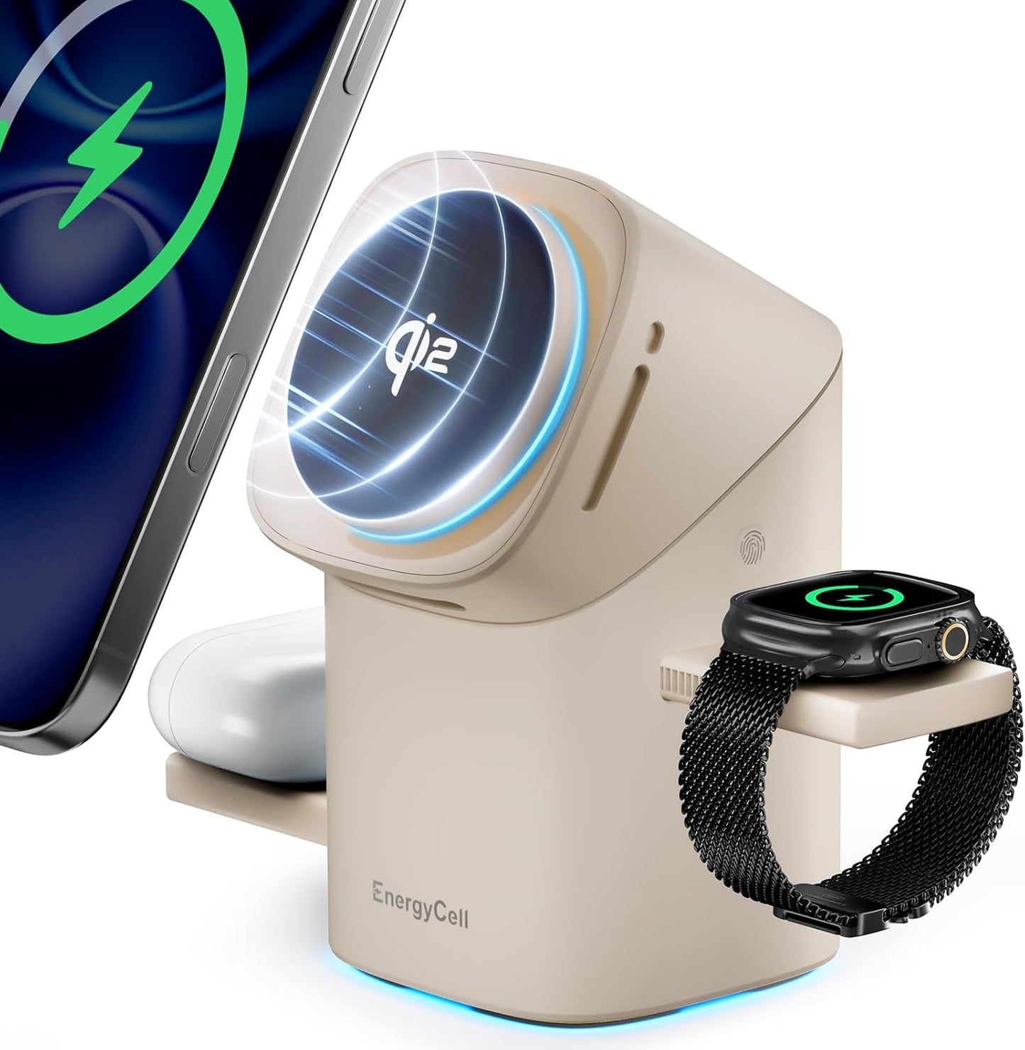 Rotating Wireless Charger 15W Fast Charging Station for Apple
